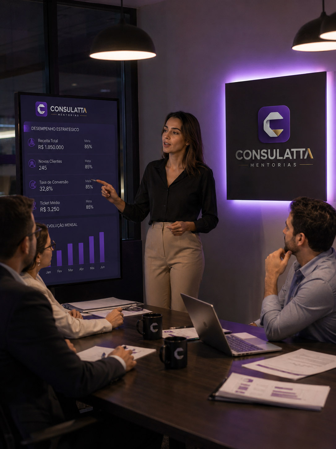 Equipe da Consulatta Mentorias em sessão estratégica